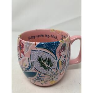 OPALHOUSE MUG Stoneware Jungle print  "AWAY FROM MY DESK' Mug 4" TALL 16 OZ